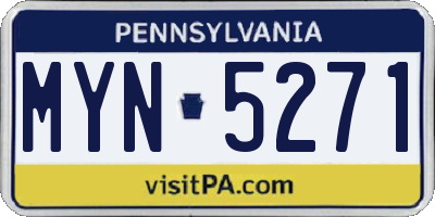 PA license plate MYN5271
