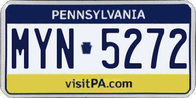 PA license plate MYN5272