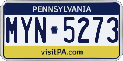 PA license plate MYN5273