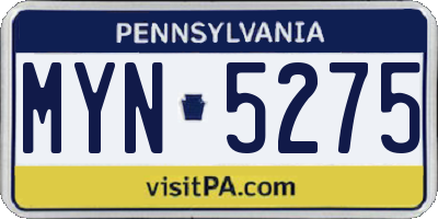 PA license plate MYN5275