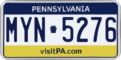 PA license plate MYN5276