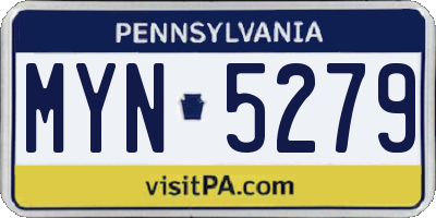 PA license plate MYN5279