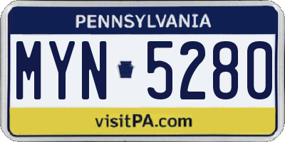 PA license plate MYN5280