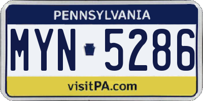 PA license plate MYN5286