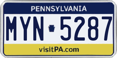 PA license plate MYN5287