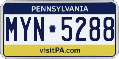 PA license plate MYN5288