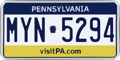 PA license plate MYN5294