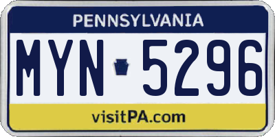 PA license plate MYN5296