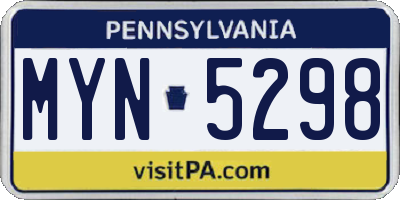 PA license plate MYN5298