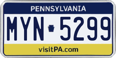 PA license plate MYN5299