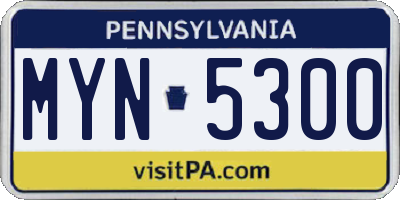 PA license plate MYN5300