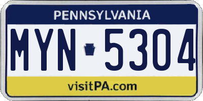PA license plate MYN5304