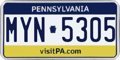 PA license plate MYN5305