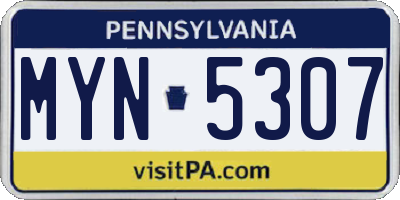 PA license plate MYN5307