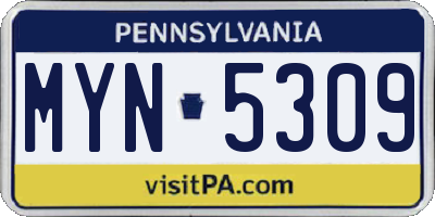 PA license plate MYN5309