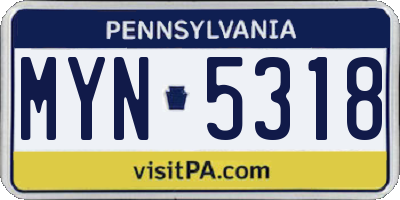 PA license plate MYN5318