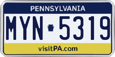 PA license plate MYN5319