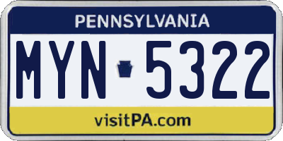PA license plate MYN5322