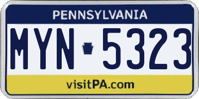 PA license plate MYN5323