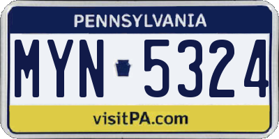 PA license plate MYN5324