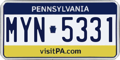 PA license plate MYN5331