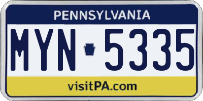 PA license plate MYN5335