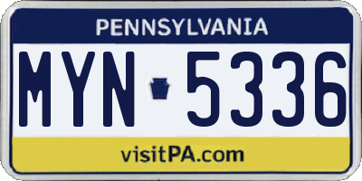 PA license plate MYN5336