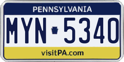 PA license plate MYN5340