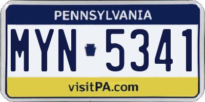 PA license plate MYN5341