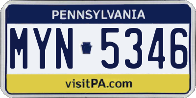 PA license plate MYN5346