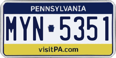 PA license plate MYN5351