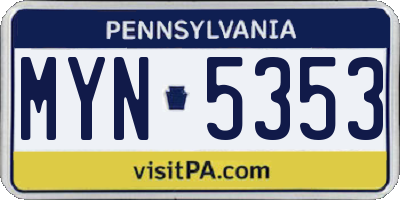 PA license plate MYN5353