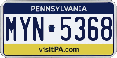 PA license plate MYN5368