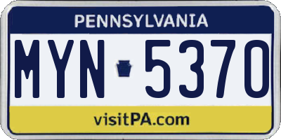PA license plate MYN5370
