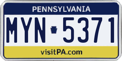 PA license plate MYN5371