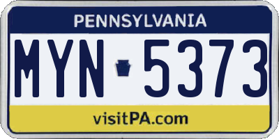 PA license plate MYN5373