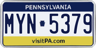 PA license plate MYN5379