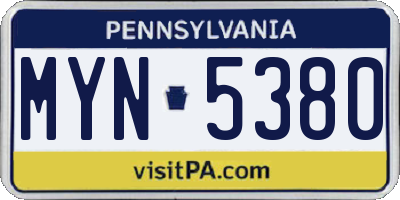 PA license plate MYN5380