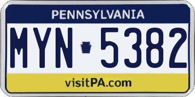PA license plate MYN5382