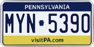 PA license plate MYN5390