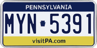 PA license plate MYN5391