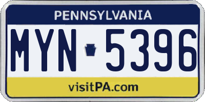 PA license plate MYN5396