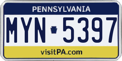 PA license plate MYN5397