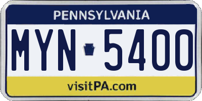 PA license plate MYN5400