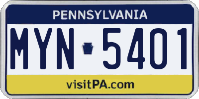 PA license plate MYN5401