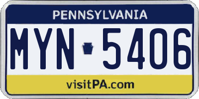 PA license plate MYN5406