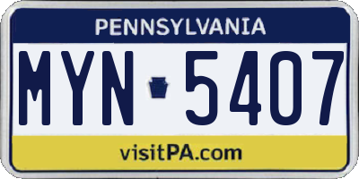 PA license plate MYN5407