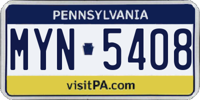 PA license plate MYN5408