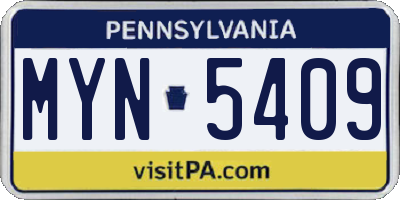 PA license plate MYN5409