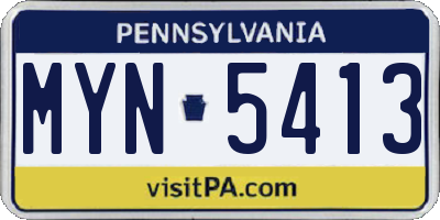 PA license plate MYN5413